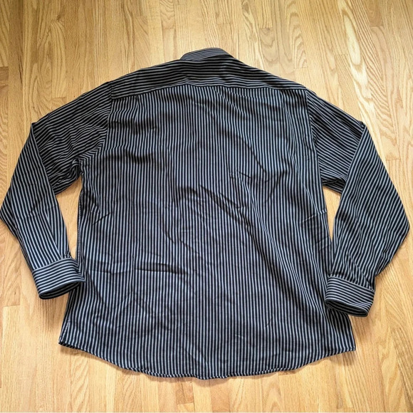 Michael Kors Black and White Striped Button Up Cotton Dress Shirt - Picture 6 of 6